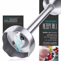 Arendo Arendo Stabmixer, 1000 W, Edelstahl mit stufenloser Geschwindigkeitsregelung, Purierstab Weiss  Погружной блендер Arendo, 1000 Вт, нержавеющая сталь с плавной регулировкой скорости, очищающий стержень белый