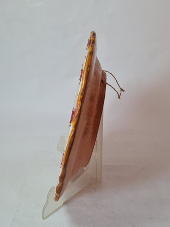 Тарелка винтажная декоративная с ярким цветочным рисунком, керамика, ручная работа, 27 x 4 см, Германия, 1960-70гг.