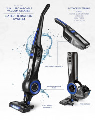 Team Kalorik Team Kalorik Akku-Hand-und Stielstaubsauger TKG SKV 1004, beutellos Wasserfilter  Беспроводной ручной и стержневой пылесос Team Kalorik TKG SKV 1004, без мешка с фильтром для воды