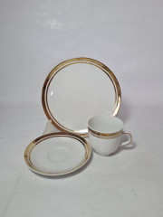 Кофейное трио винтажное Winterling Marktleuthen Bavaria, белый фарфор с позолоченным декором, 10 x 7 см / 14 см / 19,5 см, Германия, 1960-70гг.