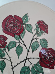 Блюдо винтажное Staffel Limburg, белый фарфор с декором из красных роз, 24 x 1,5 см, Германия, 1960-70гг.