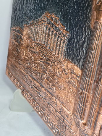 Картина винтажная "Греческий храм" чеканка, медь, 34 x 24,5 см, Германия, 1960-70гг.