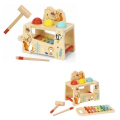Tooky Toy Kinder Musikspielzeug 2 in 1 Xylophon Hammerspiel aus Holz Motorikspielzeug Детская музыкальная игрушка 2 в 1