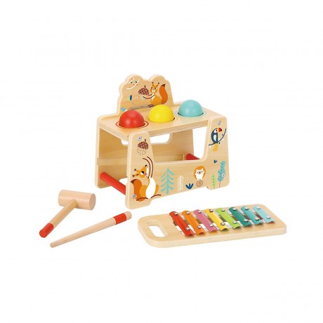 Tooky Toy Kinder Musikspielzeug 2 in 1 Xylophon Hammerspiel aus Holz Motorikspielzeug Детская музыкальная игрушка 2 в 1