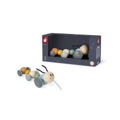 Janod Nachzieh-Raupe aus Holz Kollektion Sweet Cocoon Babyund Kleinkindspielzeug Farbe auf Wasserbasis Spielzeug zum Ziehen Laufen lernen Ab 1 Jahr Деревянная гусеница Коллекция Sweet Cocoon Игрушки для малышей и малышей Краска на водной основе Игрушка-тя