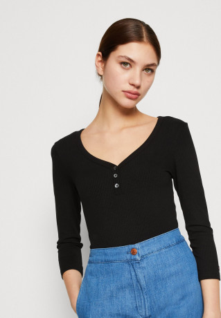 Tommy Hilfiger SLIM Long sleeved top black SLIM Топ с длинными рукавами черный