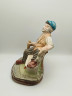 Статуэтка винтажная большая Capodimonte "Дровосек с топором на лавочке", фарфор, 21 х 20.5 см, Италия, 1960-70гг.