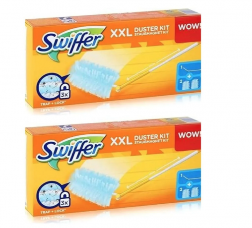 Swiffer Staubmagnet XXL Starter Set (Griff + 2 Tucher) 2stk Свиффер Магнитная щетка для удаления пыли Стартовый комплект XXL: 1 магнитная щетка с телескопической ручкой 90см + 2 сменные салфетки-насадки, 2 упаковки