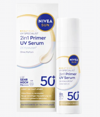 NIVEA SUN Sun Fluid 2in1 Primer &amp; UV Serum, SPF 50+, Сыворотка-праймер для всех типов кожи SPF 50+, быстро впитывается, 30 мл