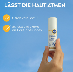 NIVEA SUN Sun Fluid 2in1 Primer &amp; UV Serum, SPF 50+, Сыворотка-праймер для всех типов кожи SPF 50+, быстро впитывается, 30 мл