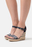 Tommy Hilfiger SEASONAL WEBBING WEDGE High heeled sandals space blue SEASONAL WEBBING WEDGE Босоножки на высоком каблуке космический синий