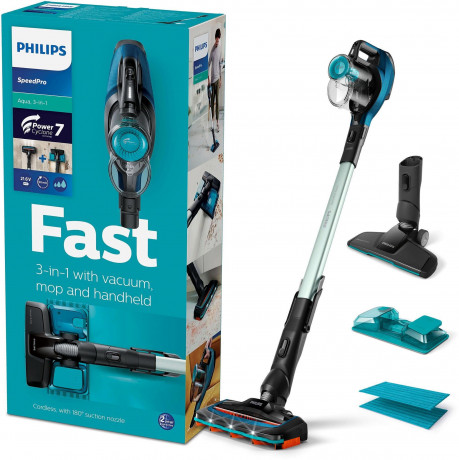 Philips Philips Nass-Trocken-Akkusauger FC6728/01 SpeedPro Aqua, beutellos, mit 50 Minuten Akkulaufzeit, Wischfunktion und 180°-Saugduse  Беспроводной пылесос Philips для влажной и сухой уборки FC6728/01 SpeedPro Aqua, без мешка, с временем автономной раб