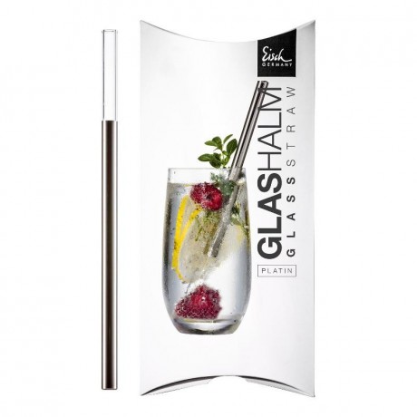 Eisch Eisch Gentleman Trinkhalm Glas Platin mit Reinigungsburste - im Geschenkkarton l: 20 cm / d: 9 mm Eisch Gentleman соломинка для питья стеклянная платиновая с щеточкой для чистки - в подарочной упаковке д: 20 см / г: 9 мм