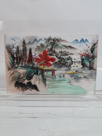 Декоративная 3Д картина в стекле, 19 x 11 x 3 см, в заводской подарочной коробке, коробка 21 x 4 x 2 см, Германия, 1960-70гг.