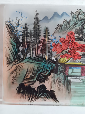 Декоративная 3Д картина в стекле, 19 x 11 x 3 см, в заводской подарочной коробке, коробка 21 x 4 x 2 см, Германия, 1960-70гг.