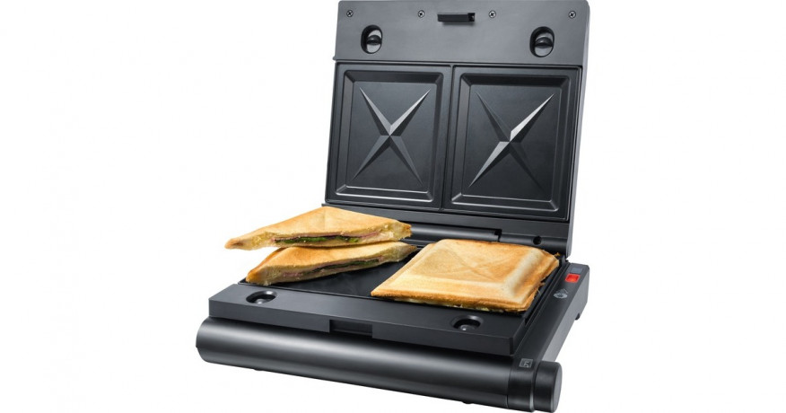 Steba Steba Multi-Snack-Maker 3in1 SG 55, Sandwichmaker schwarz, 1.100 Watt, mit 3 Platten-Sets  schwarz Steba Multi-Snack Maker 3in1 SG 55, сэндвичница, черная, 1100 Вт, с набором тарелок 3