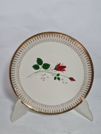 Чайное трио винтажное Winterling Roslau Bavaria "Алая роза" с золотым орнаментом, фарфор, Германия, 1960-70гг.