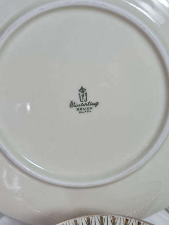 Чайное трио винтажное Winterling Roslau Bavaria "Алая роза" с золотым орнаментом, фарфор, Германия, 1960-70гг.