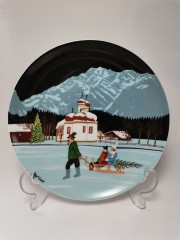 Tettau Weihnachten, Коллекционная Рождественская Тарелка "Церковь Святого Варфоломея на Кёнигсзее" художника Йозефа Валя, 20см, Германия 1983г.