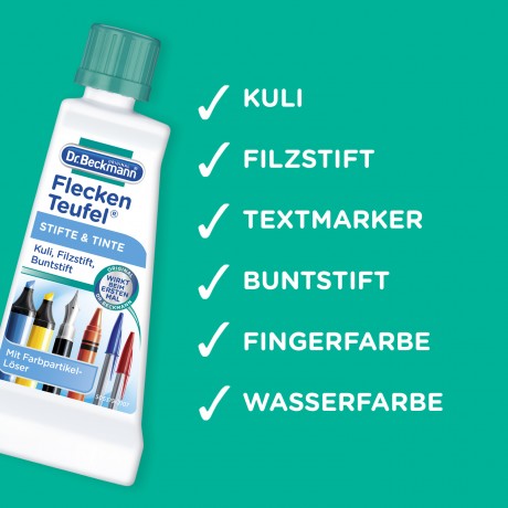Dr. Beckmann Fleckenteufel Stifte & Tinte, Доктор Бекманн Пятновыводитель от Шариковой ручки, фломастеров, маркеров и акварели, 50 мл