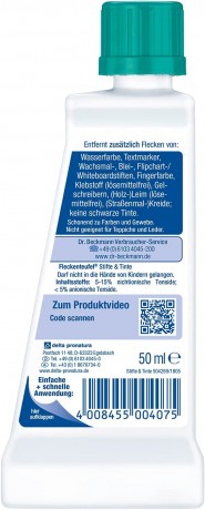 Dr. Beckmann Fleckenteufel Stifte & Tinte, Доктор Бекманн Пятновыводитель от Шариковой ручки, фломастеров, маркеров и акварели, 50 мл