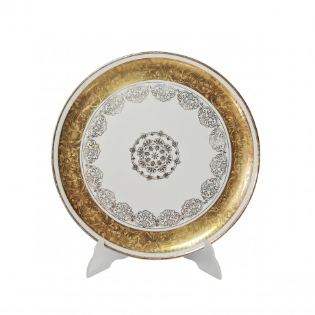Bavaria Винтажное блюдо с обильной позолотой и золотым цветочным узором, 29,5см, Германия, 1960-70гг.