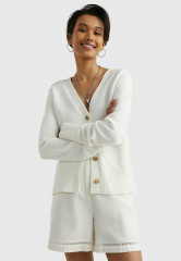 Tommy Hilfiger V-NECK Cardigan ecru V-ОБРАЗНЫЙ ВЫРЕЗ Кардиган экрю