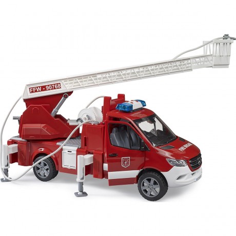 Bruder Mercedes Benz Sprinter Feuerwehr mit Drehleiter Wasserpumpe Пожарная команда Mercedes Benz Sprinter с водяным насосом с поворотной лестницей
