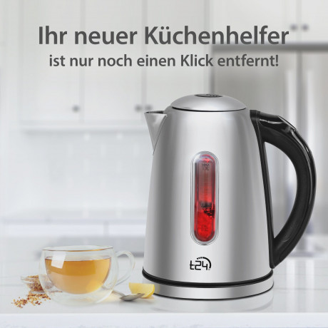 T24 T24 Wasserkocher Edelstahl Wasserkocher mit LED, LCD-Display, 40°-100°Warmhaltefunktion, 1.7 l, 2200 W  Чайник T24 Чайник из нержавеющей стали со светодиодной подсветкой, ЖК-дисплеем, функцией поддержания тепла 40°-100°, 1,7 л, 2200 Вт