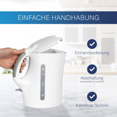 BOMANN BOMANN Wasserkocher WK 5011 CB, Wasserkocher 1,7 Liter, max. 2200Watt, weiss schwarz Чайник BOMANN WK 5011 CB, чайник 1,7 л, макс 2200 Вт, белый