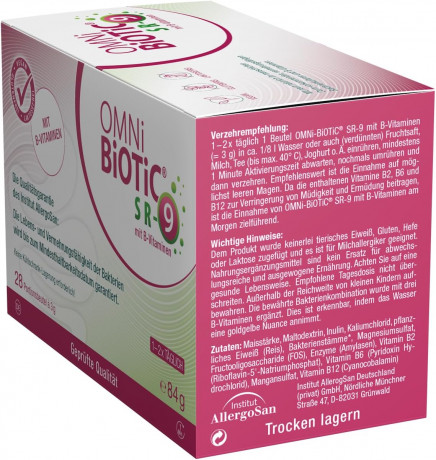 OMNi BiOTiC SR-9 with B Vitamins 28st x 2 packs(56st), Пробиотик 2-в-1 с витаминами B2, B6, B12, 9 штаммов бактерий для кишечника и нервной системы, от усталости и стресса, 28 порций х 3г x 2 упаковки (56 порций)