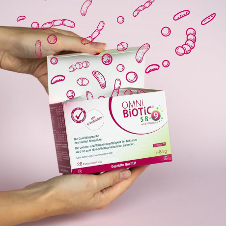 OMNi BiOTiC SR-9 with B Vitamins 28st x 2 packs(56st), Пробиотик 2-в-1 с витаминами B2, B6, B12, 9 штаммов бактерий для кишечника и нервной системы, от усталости и стресса, 28 порций х 3г x 2 упаковки (56 порций)