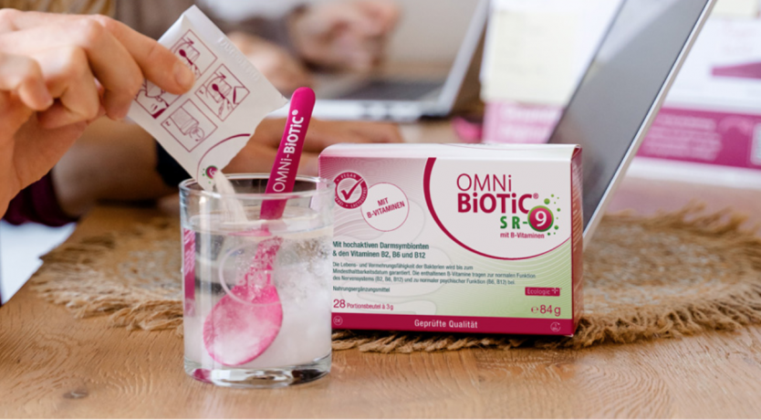 OMNi BiOTiC SR-9 with B Vitamins 28st x 2 packs(56st), Пробиотик 2-в-1 с витаминами B2, B6, B12, 9 штаммов бактерий для кишечника и нервной системы, от усталости и стресса, 28 порций х 3г x 2 упаковки (56 порций)