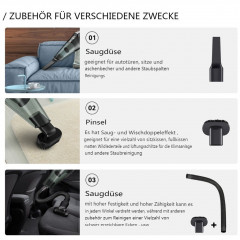 AUDEW AUDEW Akku-Handstaubsauger, 120W Kabellos Handstaubsauger 6000PA Autostaubsauger mit 1x Filter  Беспроводной ручной пылесос AUDEW, беспроводной ручной пылесос мощностью 120 Вт, автомобильный пылесос 6000PA с 1 фильтром