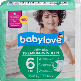 babylove aktiv plus Premium-Подгузники Размер XXL 16-30kg, 32 шт