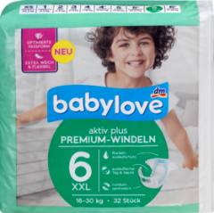 babylove aktiv plus Premium-Подгузники Размер XXL 16-30kg, 32 шт