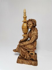 German Wood, Редчайшая Коллекционная деревянная статуэтка "Женщина с прялкой" , полностью ручная работа, 15см, Германия 1930-1940гг.