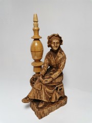 German Wood, Редчайшая Коллекционная деревянная статуэтка "Женщина с прялкой" , полностью ручная работа, 15см, Германия 1930-1940гг.