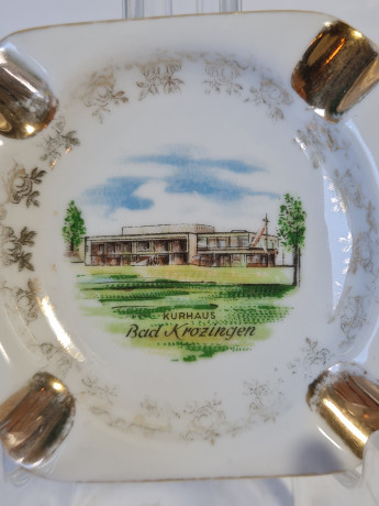 Пепельница винтажная Bavaria "Бад Кроцинген", фарфор, 8 х 8 см, Германия, 1960-70гг.