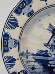 Delft Holland Декоративная тарелка "Мельница", дельфтский фарфор, 19см, Голландия, 1960-70гг.