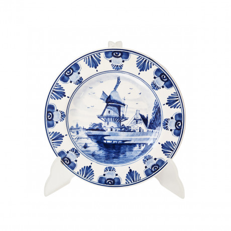 Delft Holland Декоративная тарелка "Мельница", дельфтский фарфор, 19см, Голландия, 1960-70гг.
