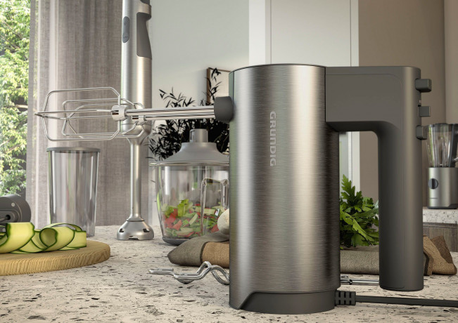 Grundig Grundig Handmixer Delisia NovusTM HM 7140, 500 W, Hochwertiger Edelstahlkorpus; Soft Start: Antispritz-Funktion  Ручной миксер Grundig Delisia NovusTM HM 7140, 500 Вт, корпус из высококачественной нержавеющей стали; Плавный пуск: функция защиты от