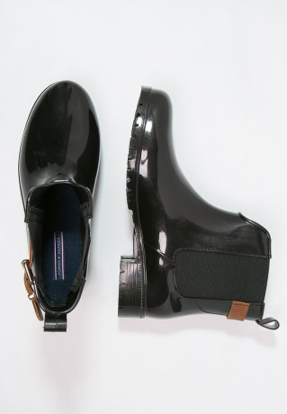 Tommy Hilfiger OXLEY Wellies black/winter cognac ОКСЛИ — Резиновые сапоги черный/зимний коньяк