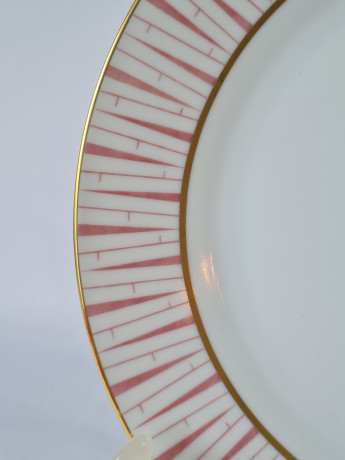 Чайное трио винтажное Kongl.prv. Tettau с розовым декором и золотой окантовкой, фарфор, Германия, 1960-70гг.