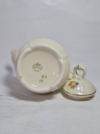 Чайник винтажный Bareuther Bavaria с цветочным декором и позолотой, фарфор, 20 см, Германия, 1960-70гг.