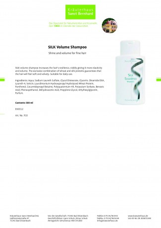 Krauterhaus Sanct Bernhardt SILK Volume Shampoo, 500 мл