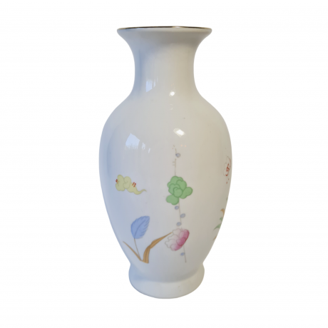 Ваза винтажная Gerq с наивным цветочным декором, фарфор, 21 см, Германия, 1960-70гг.