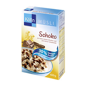Kölln Овсяные хлопья шоколад на 30% меньше сахара 600г