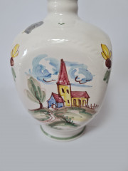 Ulmer Keramik Винтажный керамический кувшин с пробкой "Пейзажи", ручная роспись, 18см x 10см, Германия, 1960-70гг.