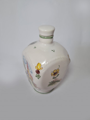 Ulmer Keramik Винтажный керамический кувшин с пробкой "Пейзажи", ручная роспись, 18см x 10см, Германия, 1960-70гг.